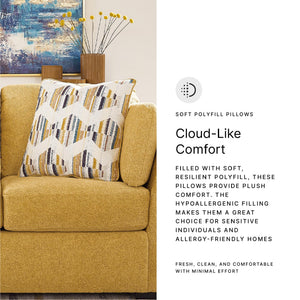 Yellow Velvet Loveseat with Toss Pillows