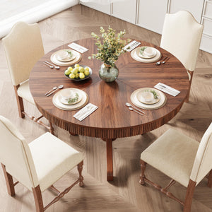 47 Inch Round Dining Table with 2 Storage Drawers — Mid-Century Pedestal Base
