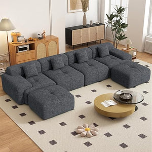 Modular Sectional Sofa L-Shaped Convertible Couch with Ottoman