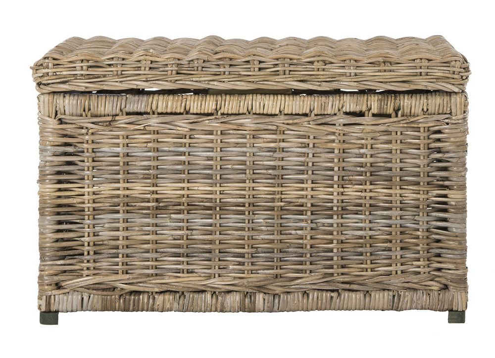 30" Wicker Storage Trunk with Removable Lid, Collapsible Rattan Chest