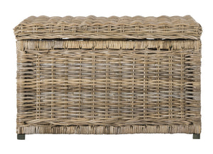 30" Wicker Storage Trunk with Removable Lid, Collapsible Rattan Chest