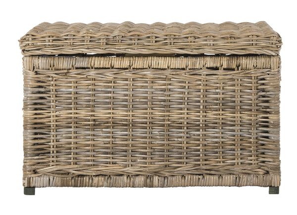 30" Wicker Storage Trunk with Removable Lid, Collapsible Rattan Chest