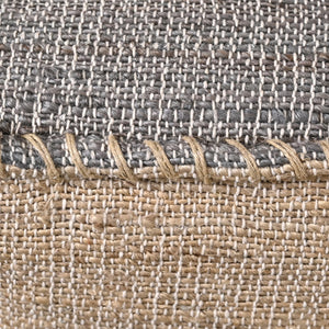 Handmade Jute Cotton Pouf Ottoman 18x18x14