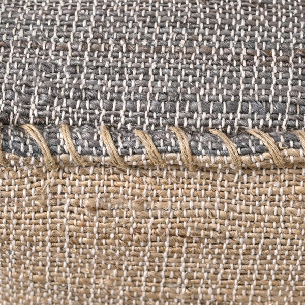 Handmade Jute Cotton Pouf Ottoman 18x18x14