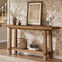 63" Farmhouse 2-Tier Solid Wood Console Table