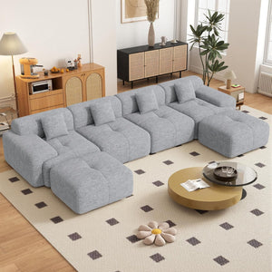 Modular Sectional Sofa L-Shaped Convertible Couch with Ottoman
