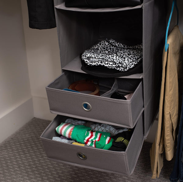 5-Piece Hanging Closet Organizer with Shelves & Drawers