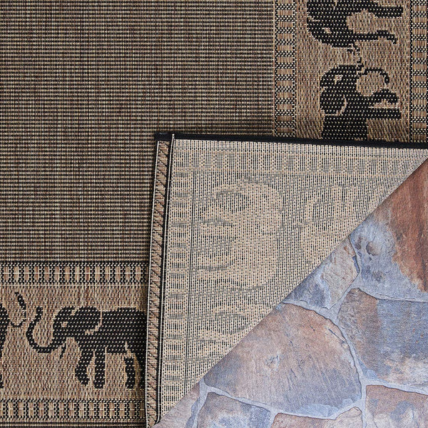 Indoor Outdoor Flatwoven Area Rug 7'6" x 10'9" Cocoa Black