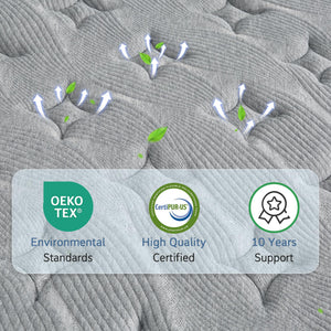 12 Inch Hybrid Mattress with Gel Memory Foam – Firm Support, Fiberglass Free
