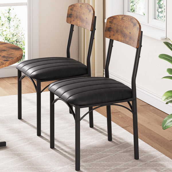 Upholstered Dining Chairs Set of 4 – PU Leather, Metal Legs