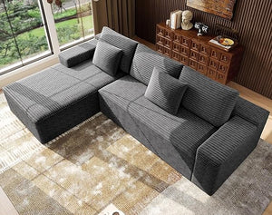 Modular Sectional Sofa with Chaise – Cloud Couch, Corduroy, L-Shaped, Deep Seat