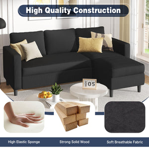 L-Shaped Convertible Sectional Sofa with Reversible Ottoman