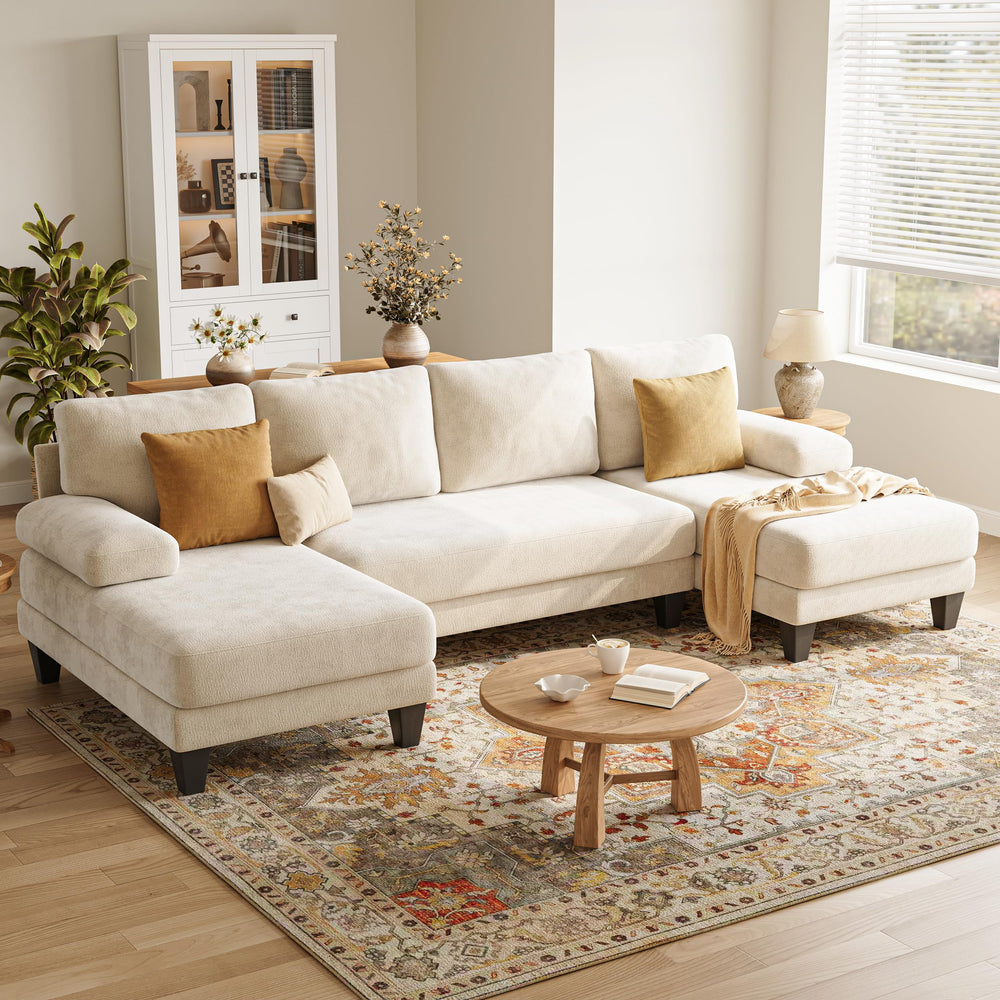 112-Inch U-Shaped Sectional Sofa with Double Chaise