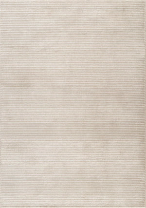 Cream Textured Stripe Area Rug – Machine Washable