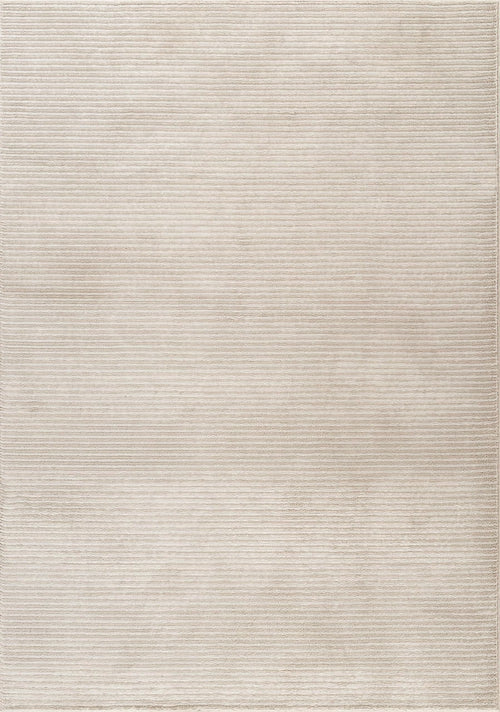 Cream Textured Stripe Area Rug – Machine Washable