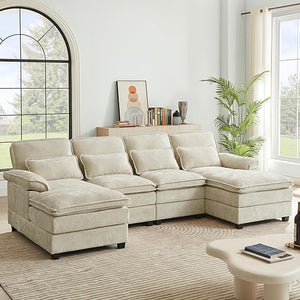 U-Shaped Sectional Cloud Sofa with Double Chaise