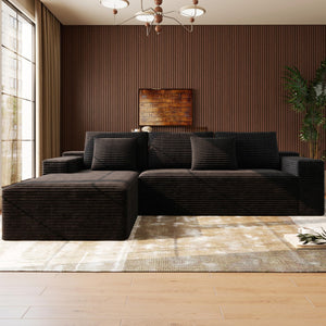 Modular Sectional Sofa with Chaise – Cloud Couch, Corduroy, L-Shaped, Deep Seat