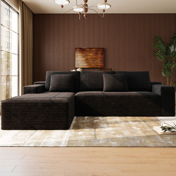 Modular Sectional Sofa with Chaise – Cloud Couch, Corduroy, L-Shaped, Deep Seat