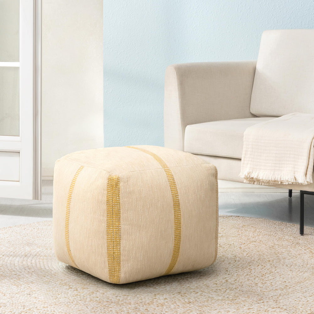 Square Pouf Ottoman Footrest – Cotton Polyester Floor Seating