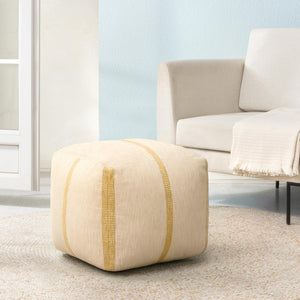 Square Pouf Ottoman Footrest – Cotton Polyester Floor Seating