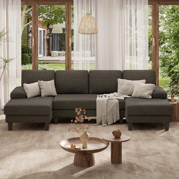 110" U-Shaped Sectional Sofa with Double Chaise