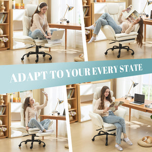 Wide Seat Reclining Office Chair with Flip Armrests & Footrest