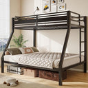 Twin Over Full Metal Bunk Bed with Safety Guardrail & Ladder