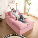 Convertible Chaise Lounge Sofa Bed with Armrests & Side Pockets