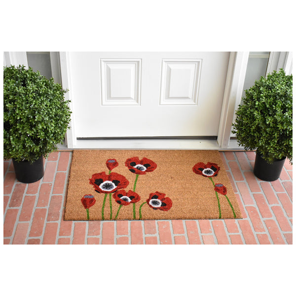 Red Poppies Coir Doormat