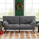 71" Convertible Futon Sofa Bed with Adjustable Backrest & Armrest
