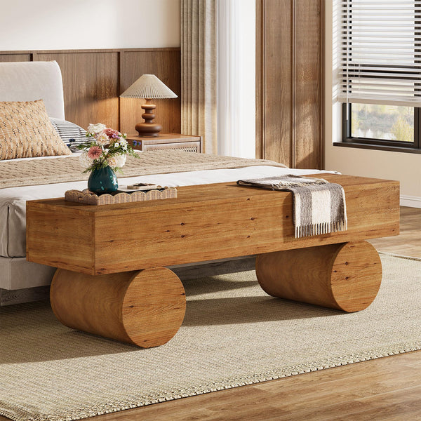 59" Solid Wood Entryway Bench