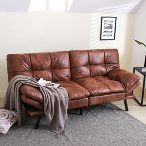 71" Convertible Futon Sofa Bed with Adjustable Backrest & Armrest