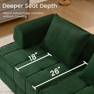 6-in-1 Convertible Sleeper Sofa Bed with Corduroy Folding Mattress & Modular Frame