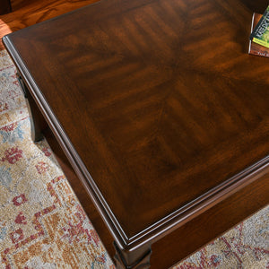 Mid-Century Solid Wood Coffee Table with Carved Legs & Storage Shelf