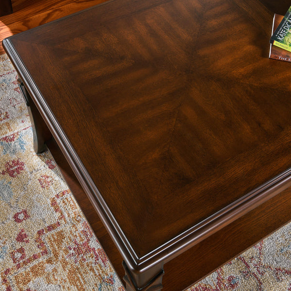 Mid-Century Solid Wood Coffee Table with Carved Legs & Storage Shelf