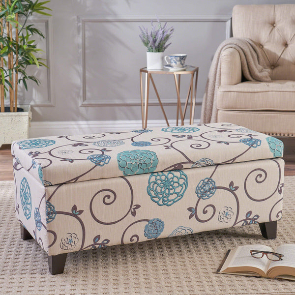 Fabric Storage Ottoman with Lid