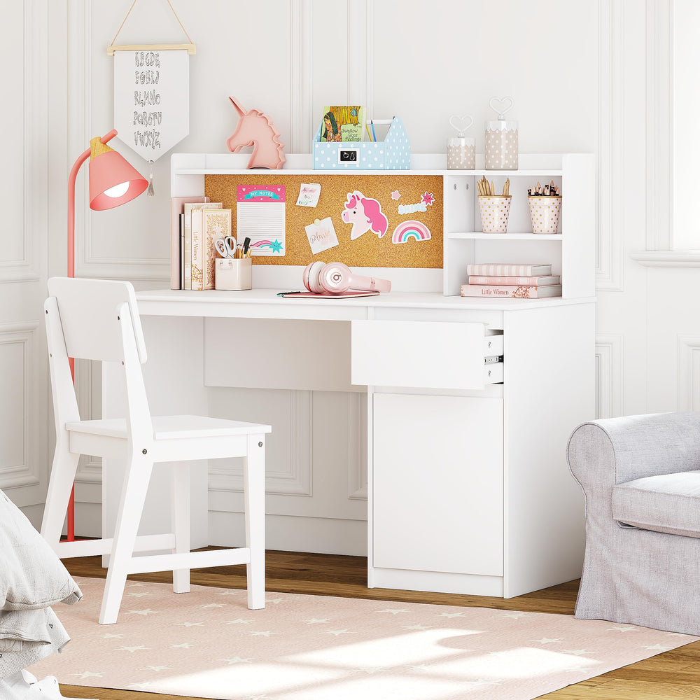 Kids Study Desk with Chair Set and Hutch