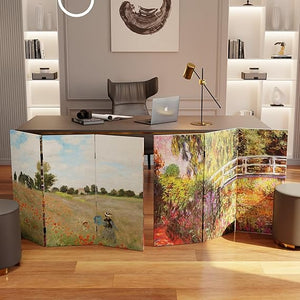 Canvas Room Divider Folding Privacy Screen – Monet Art Print