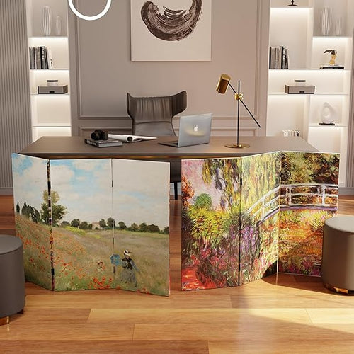 Canvas Room Divider Folding Privacy Screen – Monet Art Print