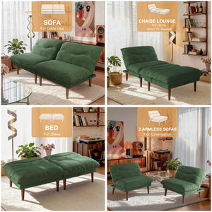 75 Inch Convertible Futon Sofa Bed with Adjustable Backrest