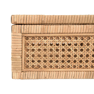 Rattan & Wood Display Boxes with Glass Top – Set of 2