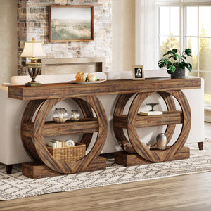 3-Tier Farmhouse Console Table with Storage Shelves