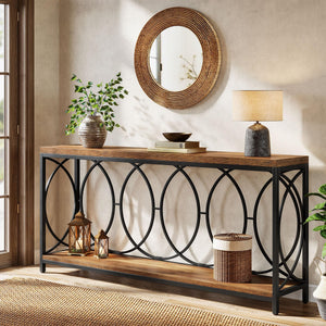 Industrial Console Table with Storage Shelf