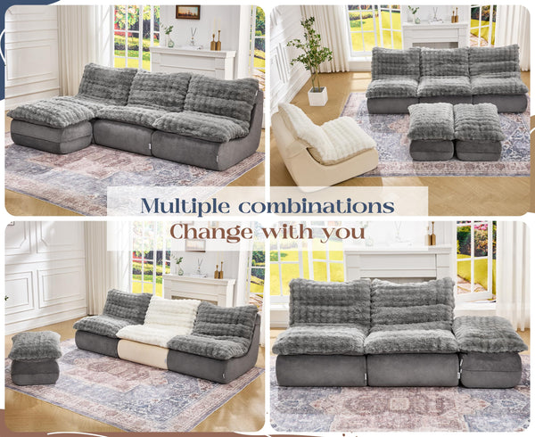 Floor Sofa Couch with Ottoman & Footrest