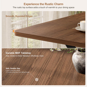 55-Inch Rectangular Dining Table with Storage Shelf and Metal Legs