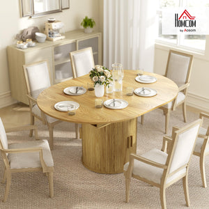 Extendable Round to Oval Dining Table with Storage Pedestal