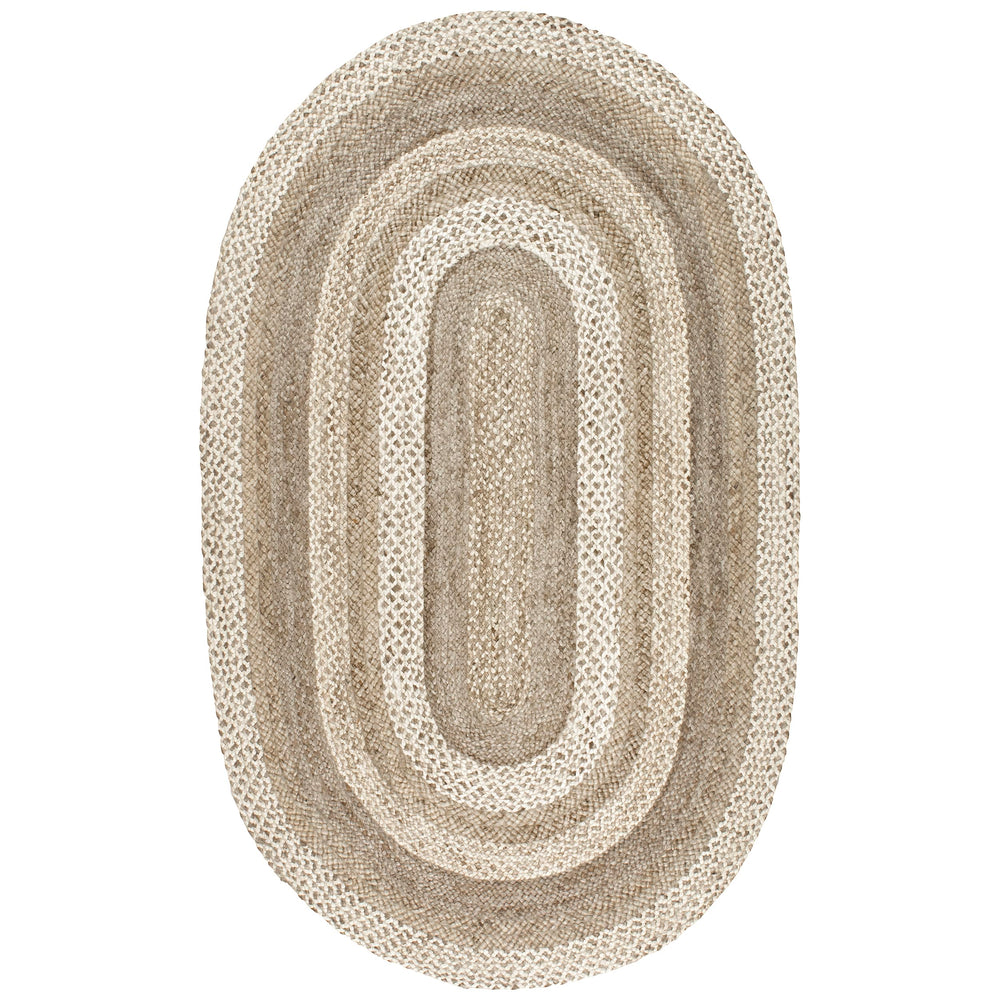 Oval Jute Area Rug – Natural Ivory, 5' x 8'