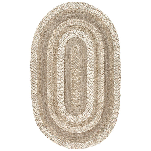 Oval Jute Area Rug – Natural Ivory, 5' x 8'