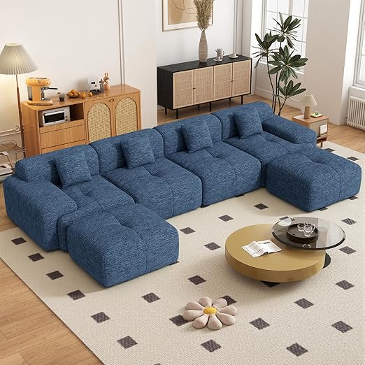 Modular Sectional Sofa L-Shaped Convertible Couch with Ottoman