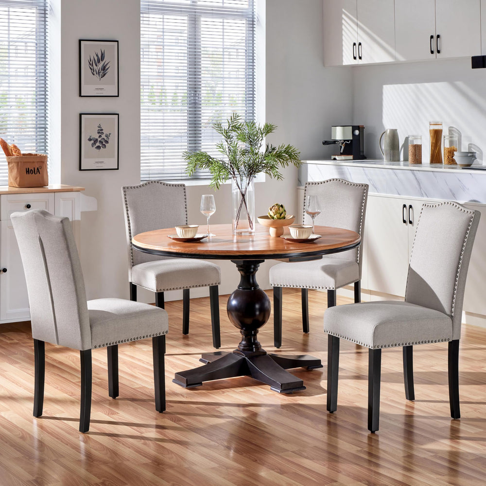 Modern Upholstered Dining Chairs with Solid Wood Legs